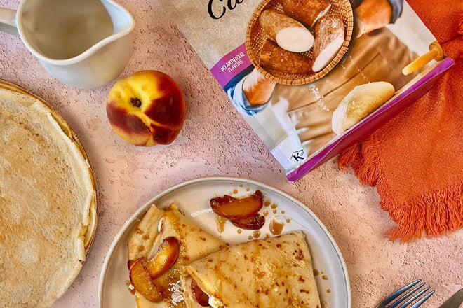 Peach & mascarpone crepes