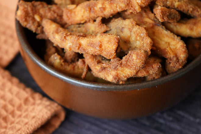 Fried Shitake with Coconut Crumbs